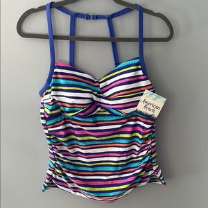 Striped Multicolor Tankini Top NWT!! 14